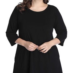 (1642) Shiaili Autumn Plus Size Tops for Women Long Tunic Shirts with Pockets